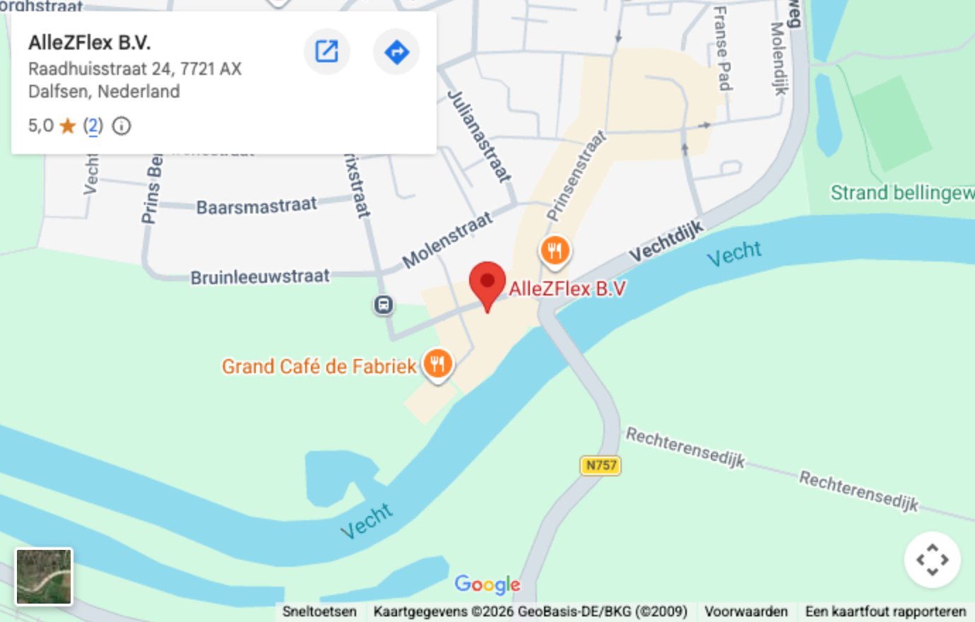 Kaart met de locatie van AlleZFlex Dalfsen