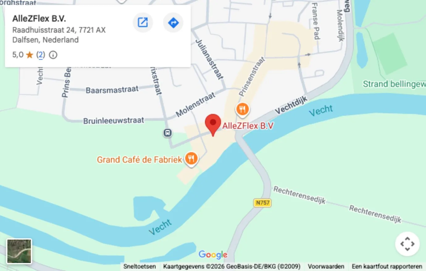 Kaart met de locatie van AlleZFlex Dalfsen